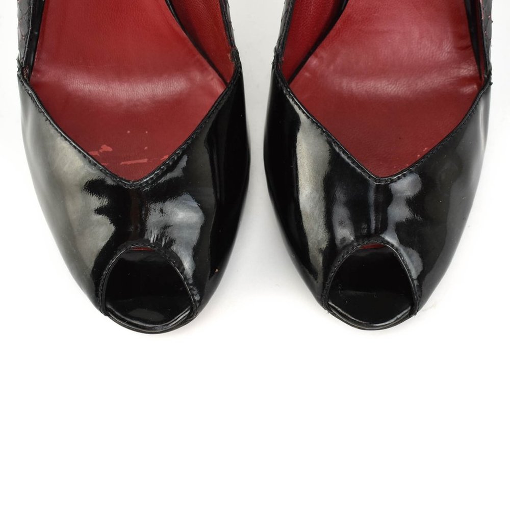 MIU MIU: Black, Leather & "Python" Crystal Heels - Picture 4 of 10